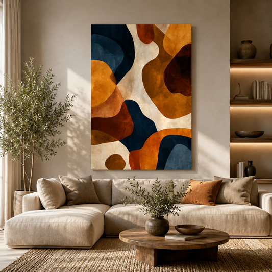 Terra Flow Abstract Wall Art – Modern Earth Tone Geometric Canvas