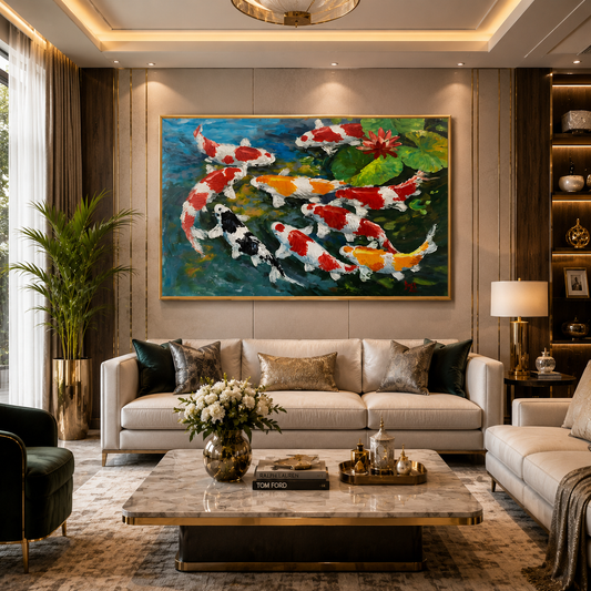 Feng Shui Koi Fish Wall Painting for Positive Energy Decor