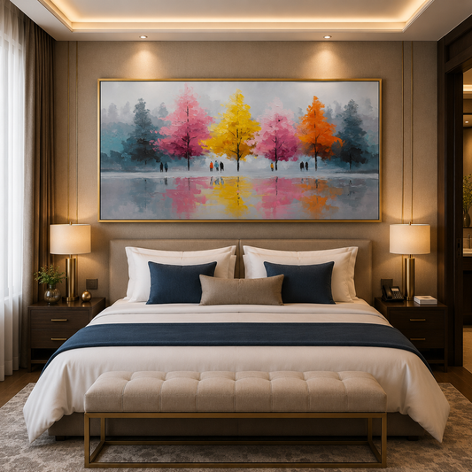 Colorful Autumn Trees Landscape Canvas Wall Art Painting