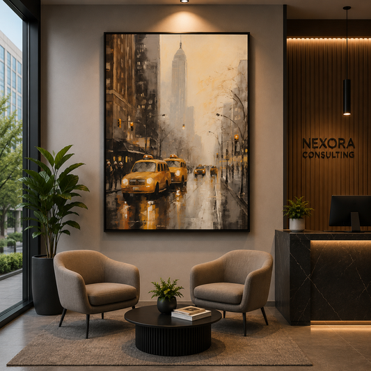 Vintage New York Taxi Street Canvas Wall Art