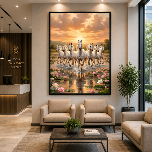 7 Running Horse Vastu Canvas Wall Painting