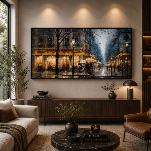 Luxury Paris Street Café Canvas Wall Art Painting