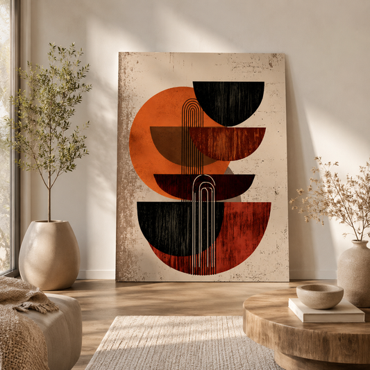 Boho Geometric Abstract Wall Art Canvas Painting for Modern Decor