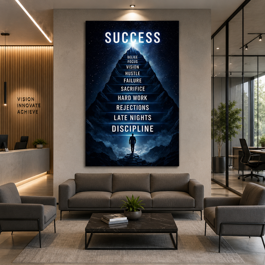 Success Mountain Motivation Wall Art Canvas for Office & Home