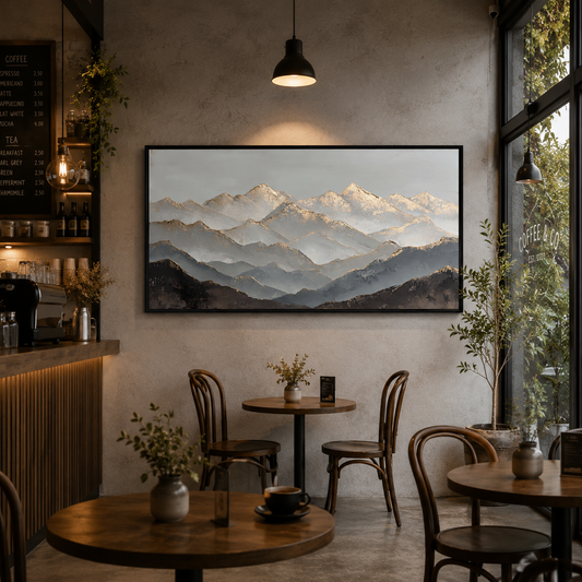 Misty Peaks Landscape Wall Art – Modern Mountain Canvas Painting