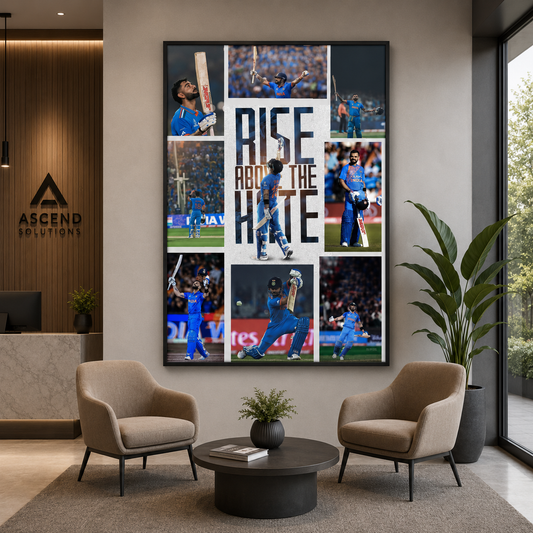 Virat Kohli Rise Above The Hate Motivational Cricket Wall Art