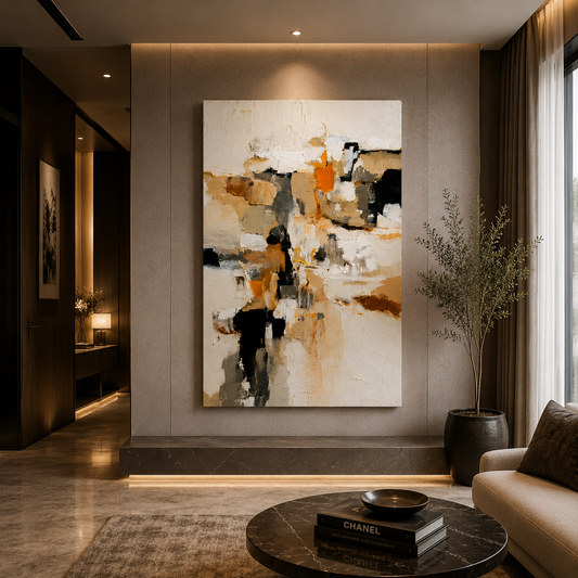 Neutral Abstract Texture Canvas Wall Art Painting for Interiors