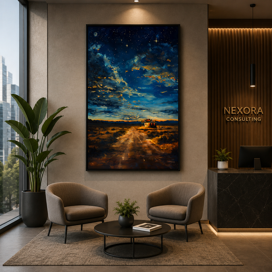 Starry Night Desert Landscape Canvas Wall Art