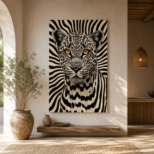 Majestic Leopard Modern Wall Art – Modern Black & White Animal Canvas
