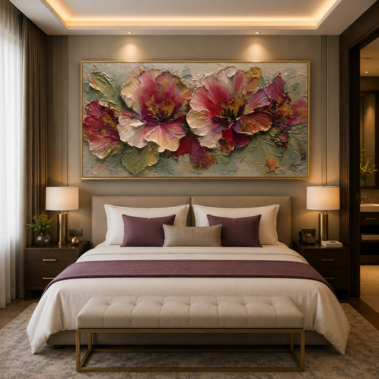 Elegant Floral Texture Canvas Wall Art Painting For Home Decor