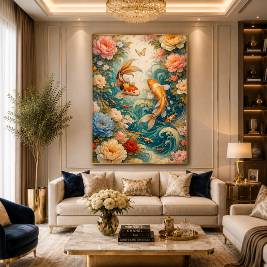 Feng Shui Koi Fish Wall Painting for Wealth and Prosperity