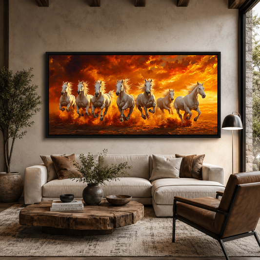 7 Horse Wall Art Canvas Painting