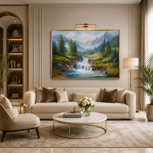 Modern Waterfall Canvas Painting for Luxury Wall Decoration