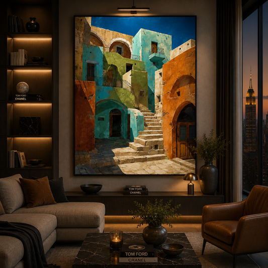 Romantic Winter Park Cityscape Canvas Art