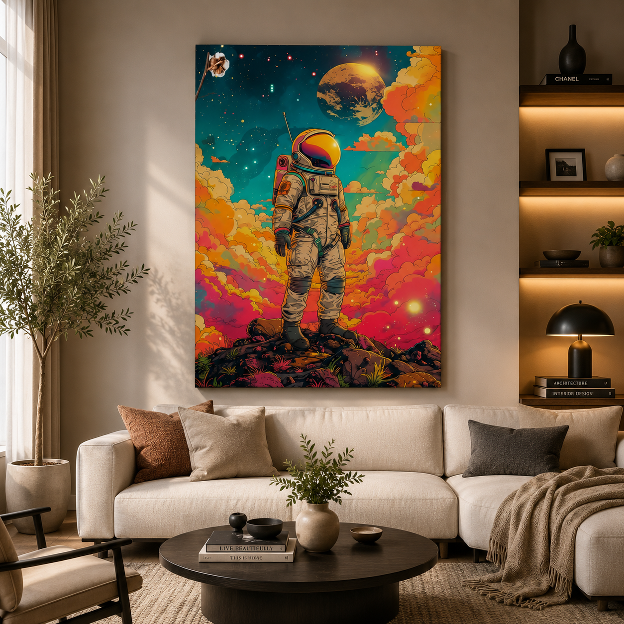 Master Flame Space Themed Wall Art Canvas Painting for Decor
