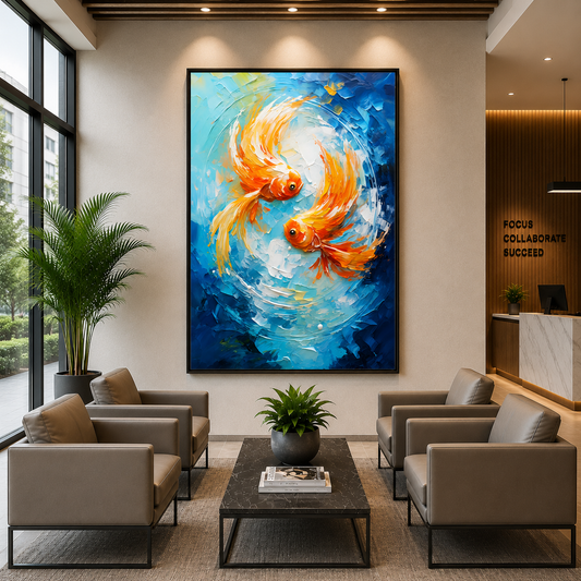 Koi Fish Wall Art Canvas Painting