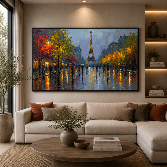 Paris Eiffel Tower Nightscape Canvas Wall Art Painting