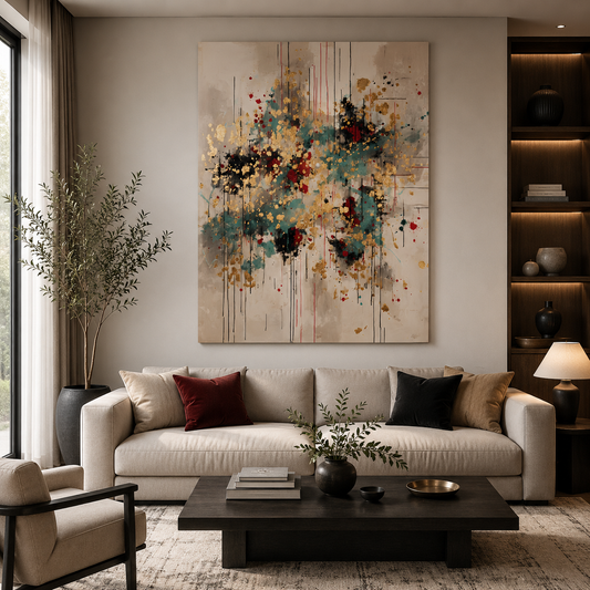 Luxury Abstract Gold Splash Wall Art Canvas for Modern Interiors