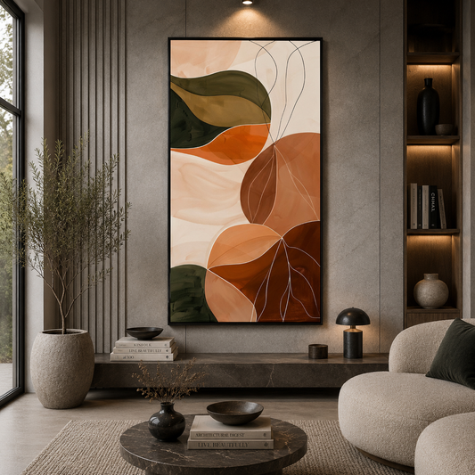 Earthy Bloom Abstract Wall Art – Modern Botanical Neutral Canvas