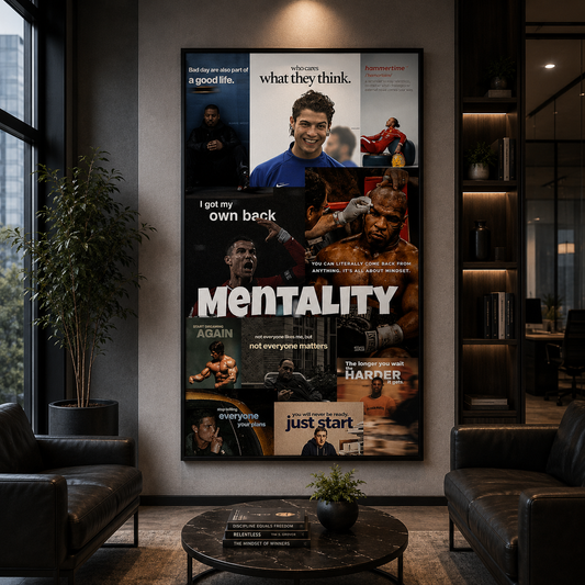 Mentality Motivation Collage Poster Inspirational Success Wall Art