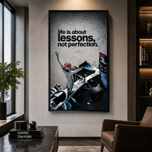 Life Lessons Motivational Racing Car Wall Art Canvas Print