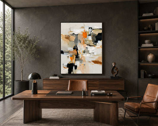 Neutral Abstract Texture Canvas Wall Art Painting for Interiors