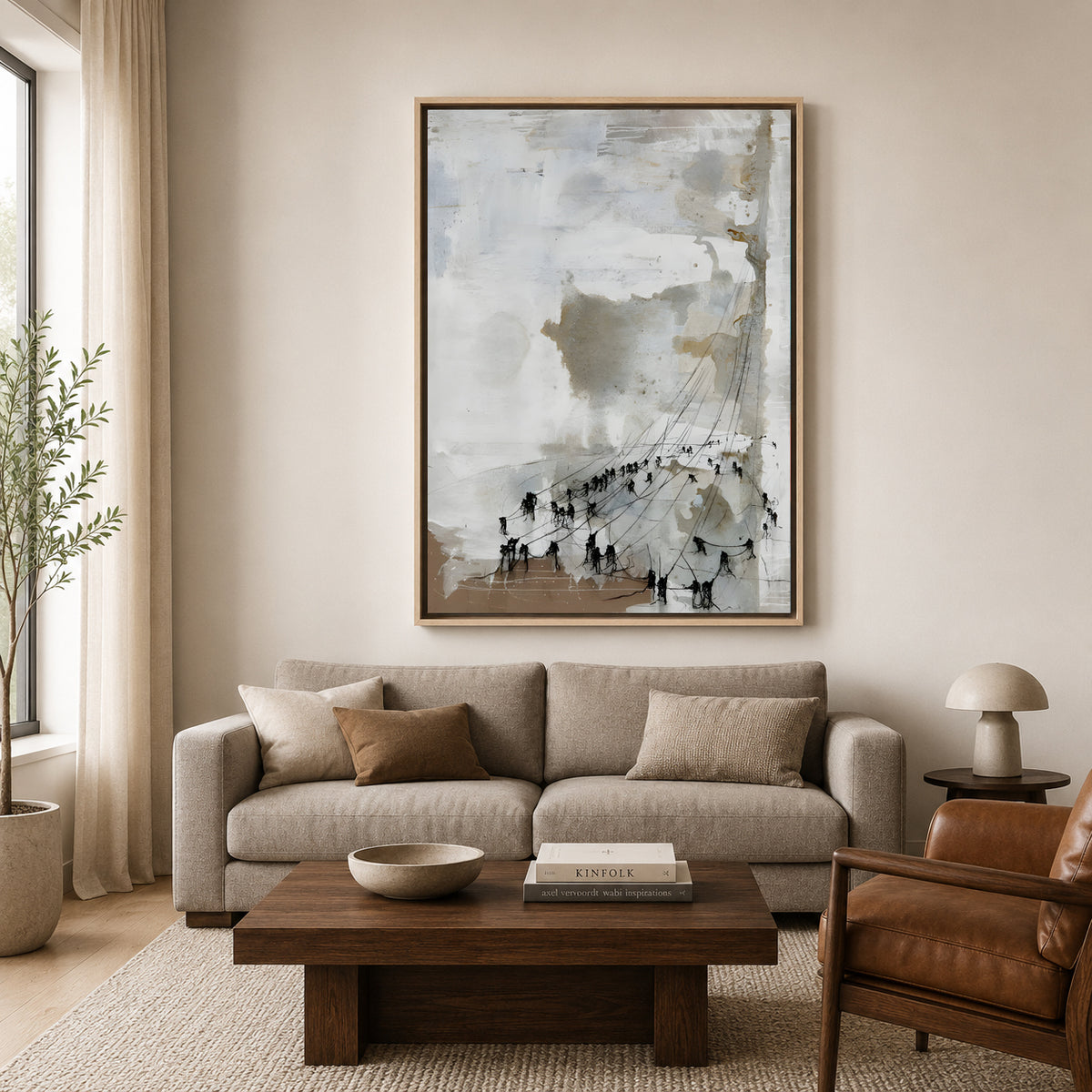 Abstract Cityscape Canvas Wall Art Modern Vertical Painting for Home