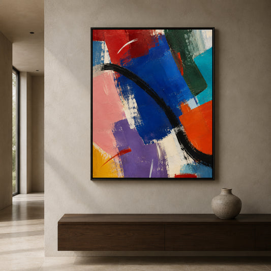 Chromatic Rhythm Colorful Geometric Abstract Canvas Art