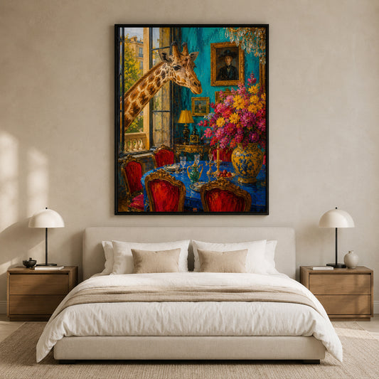 Whimsical Giraffe Dining Room Pop Art Canvas for Colorful Interiors