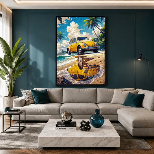 Vintage Beetle Canvas Painting