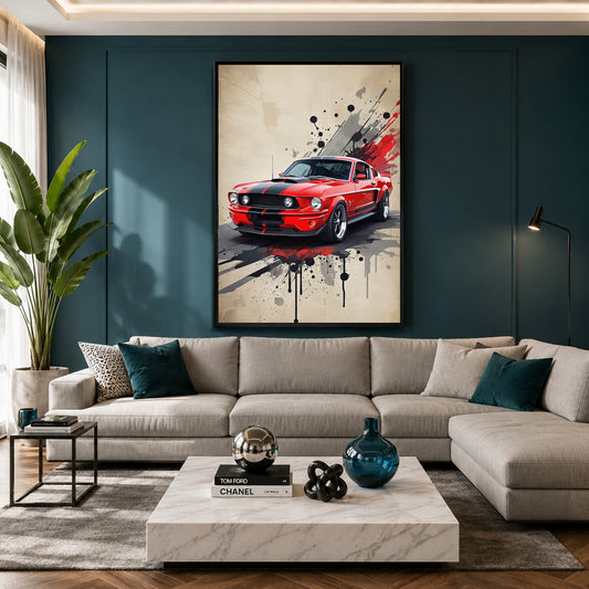 Classic Muscle Car Canvas Painting Vintage Sports Car Wall Art Decor