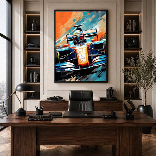 Formula 1 Racing Car Canvas Painting Modern Motorsport Wall Art