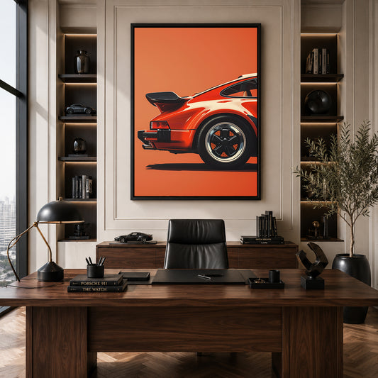 Porsche 911 Car Canvas Painting Minimalist Sports Car Wall Art