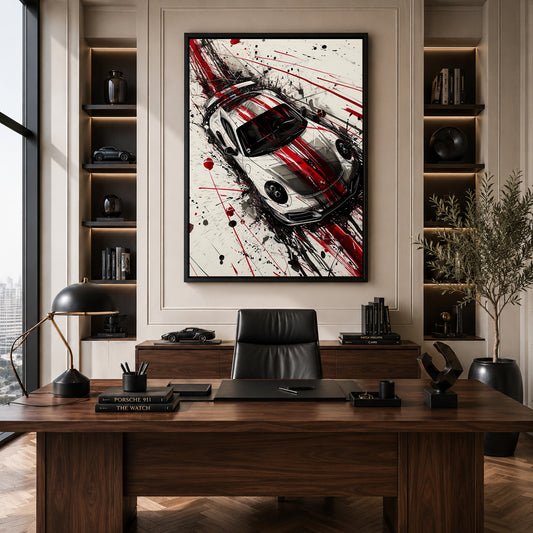 Porsche 911 Abstract Canvas Painting