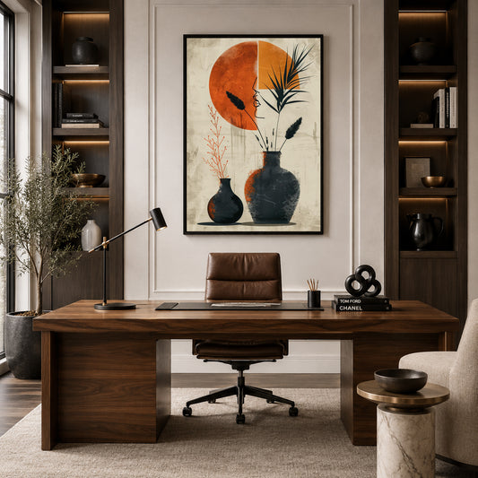 Abstract Boho Vase Wall Ar
