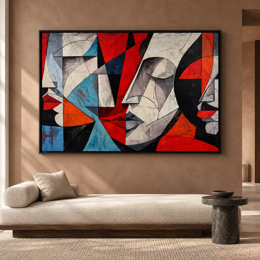 Bold Geometric Face Abstract Canvas Art for Modern Interiors