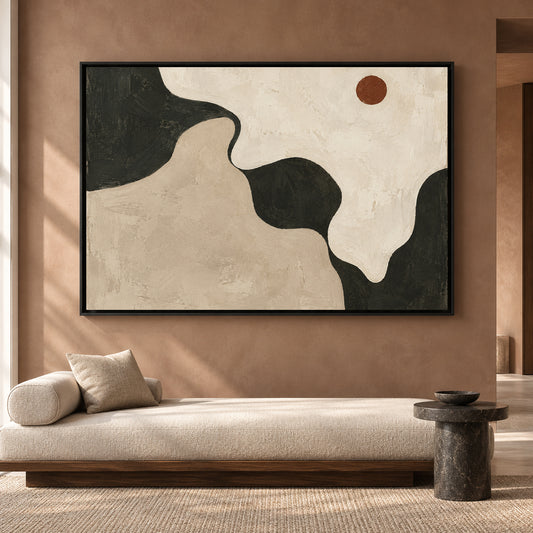 Organic Black and Beige Abstract Canvas Art for Modern Homes