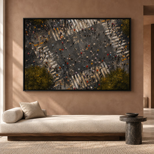 Urban Crosswalk Canvas Art with Contemporary City Energy