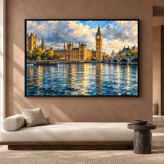 Big Ben London Canvas Art Thames Cityscape Painting
