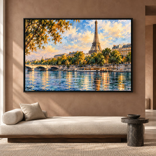 Eiffel Tower Paris Canvas Wall Art Impressionist French Cityscape