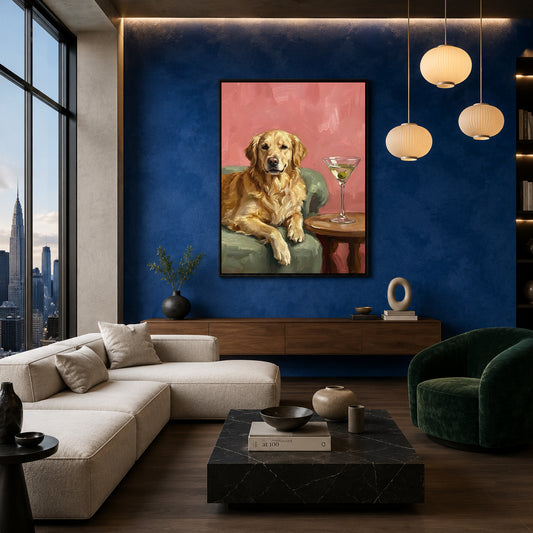Golden Retriever Canvas Wall Art for Living Room | Elegant Dog Canvas Wall Decor