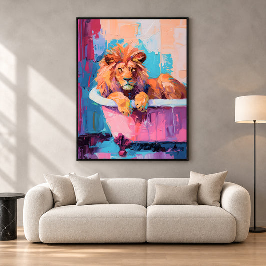 Lion Canvas Wall Art for Living Room | Colorful Pop Animal Wall Decor