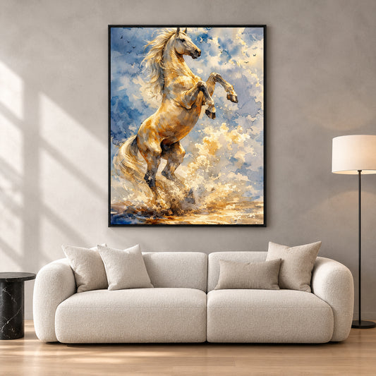 Majestic White Horse Canvas Wall Art for Living Room