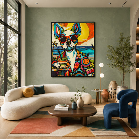 Colorful French Bulldog Canvas Wall Art for Living Room & Modern Home Decor