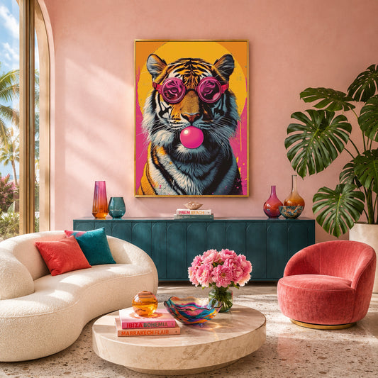 Pop Art Tiger Canvas Wall Art for Living Room & Modern Home Decor