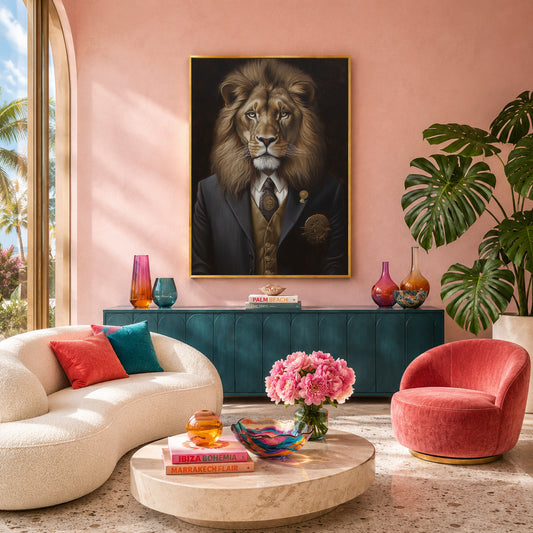 Lion Portrait Canvas Wall Art for Living Room & Office Decor
