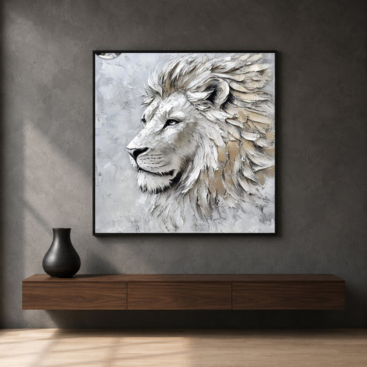 White Lion Canvas Wall Art for Living Room & Modern Home Decor