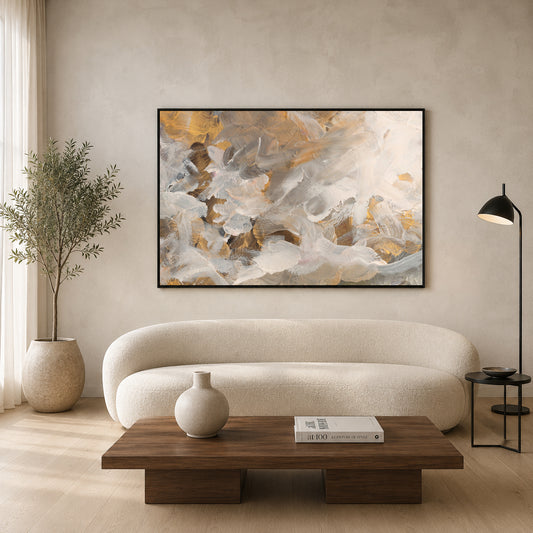 Golden Whisper Abstract Luxury Canvas Wall Art Painting