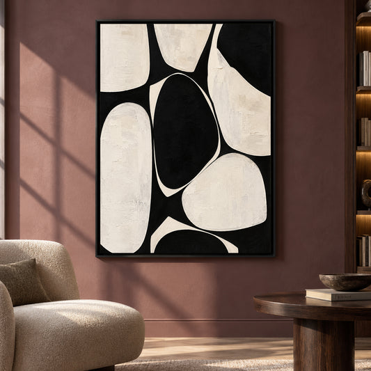 Black and White Organic Abstract Canvas Art for Modern Homes