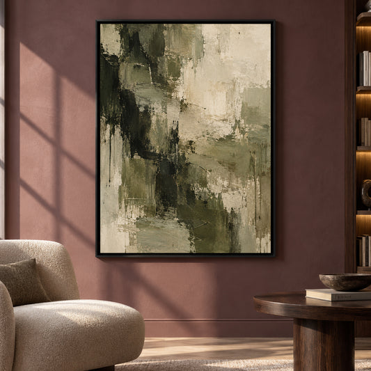 Olive Green Abstract Canvas Art for Modern Interiors